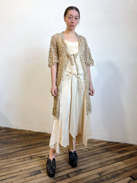 Antique Cream Crocheted Long Top