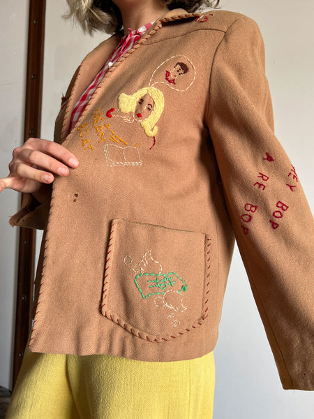 Vintage 1950's Novelty Embroidered Jacket