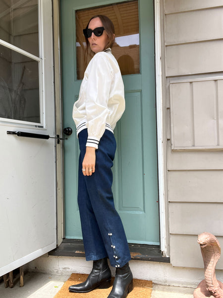Vintage 1950's White Cotton Bomber Jacket