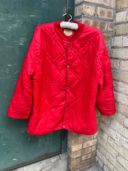 Vintage 1970's Red Nylon Quilted Coat