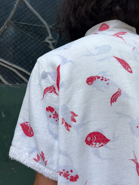 Vintage 1940's Terry Cloth Reversible Novelty Print Beach Jacket