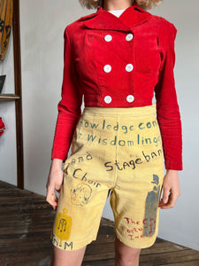 Vintage 1930's Cropped Red Corduroy Jacket