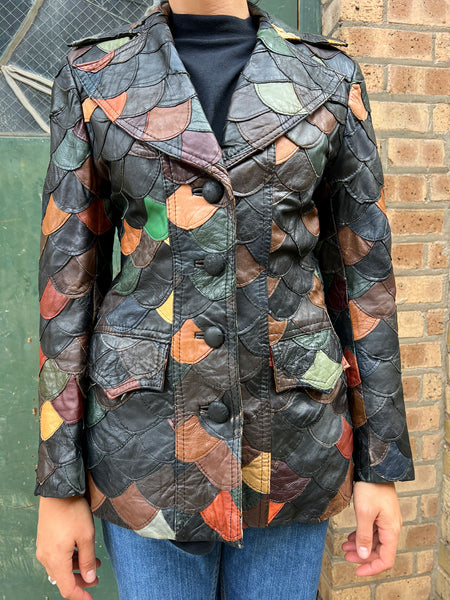 Vintage 1970's The Tannery Leather Fish-Scale Jacket