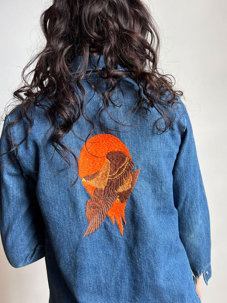 Vintage 1970's THE EAGLES Band Embroidered Levis Denim Jacket, 70's
