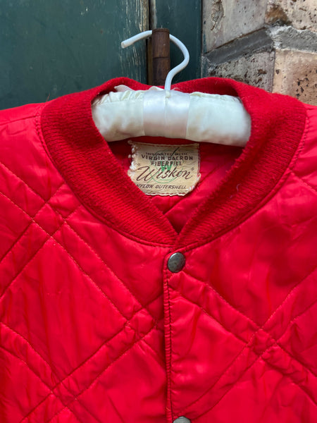 Vintage 1970's Red Nylon Quilted Coat