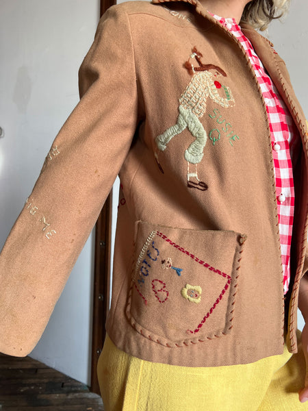 Vintage 1950's Novelty Embroidered Jacket