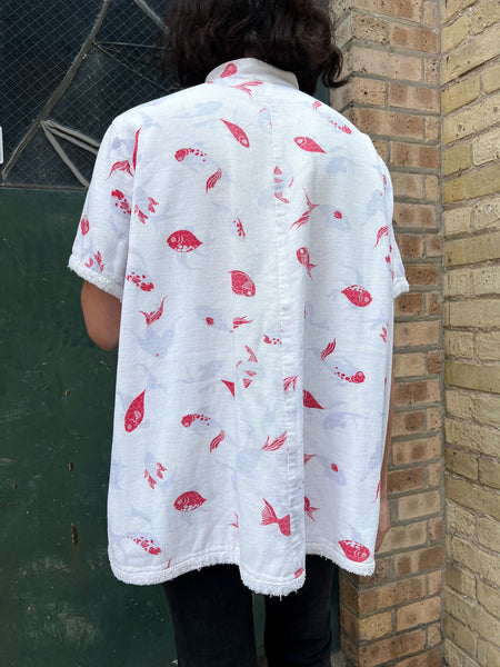 Vintage 1940's Terry Cloth Reversible Novelty Print Beach Jacket