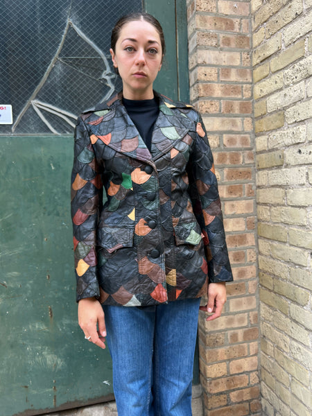 Vintage 1970's The Tannery Leather Fish-Scale Jacket