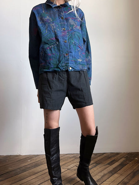 Vintage 1980's - 1990's Dead Stock Wrangler Denim Jacket with Beach Print, NOS