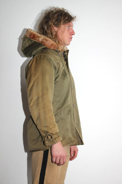 Vintage 1940's Zip Up Winter Jacket, Military