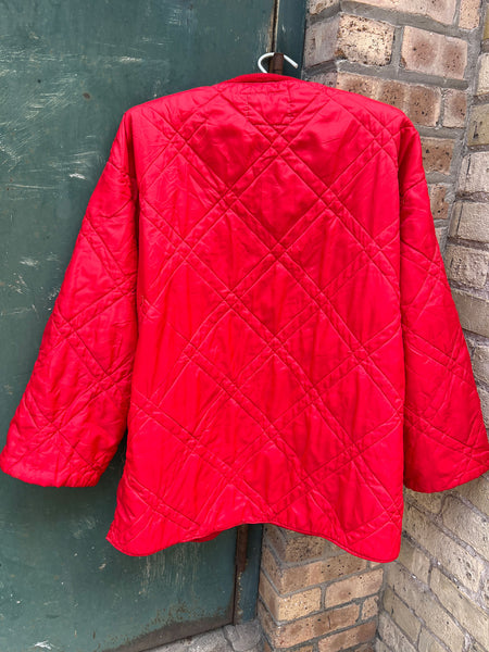 Vintage 1970's Red Nylon Quilted Coat