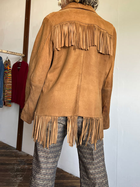 Vintage 1970's Pioneer Wear Suede Leather Fringe Jacket