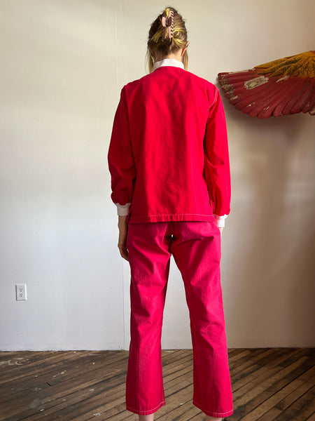 Vintage 1940's 1950's Red and White Cotton Jacket