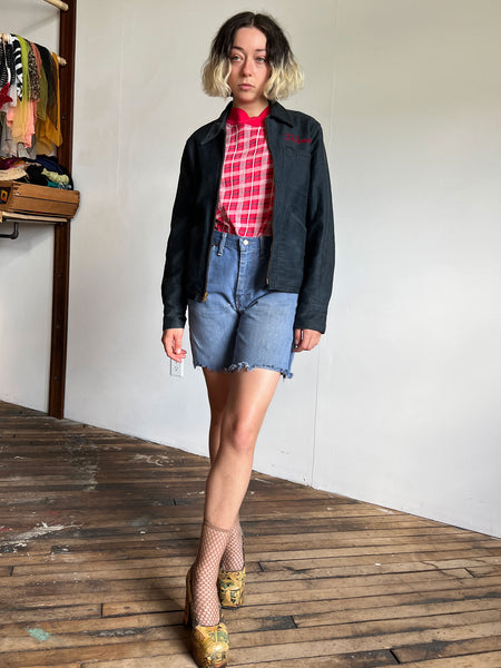 Vintage 1950's Women's Moleskin Jacket, Chain Stitch, Thelma