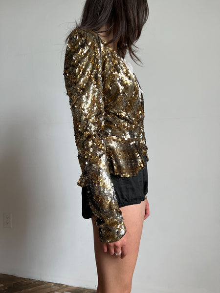 Vintage 1930's Gold Sequined Jacket, Hollywood Glam, 30's