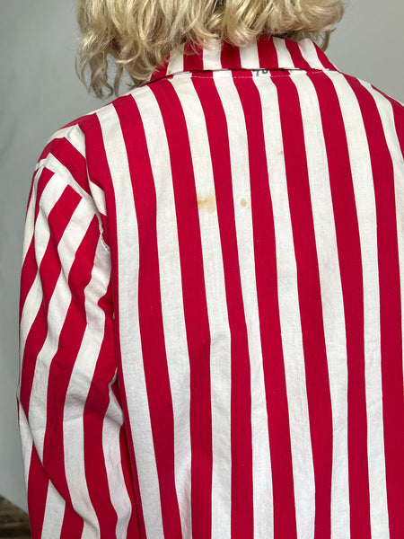 Vintage 1940's Red and White Striped Cotton Jacket