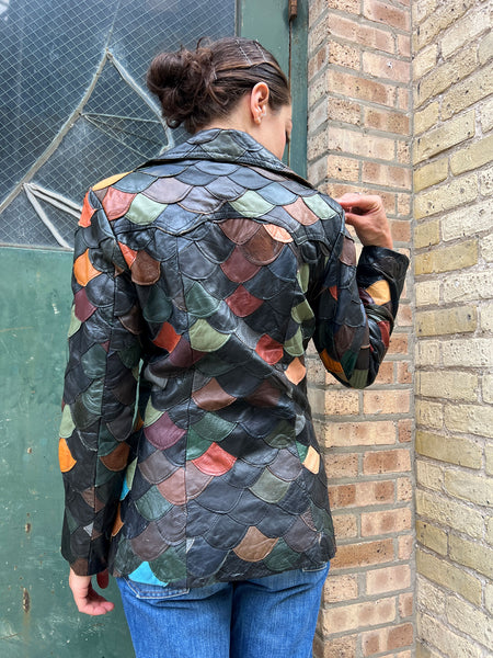 Vintage 1970's The Tannery Leather Fish-Scale Jacket