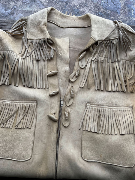 Vintage 1960's Leather Fringe Deerskin Jacket with Zipper