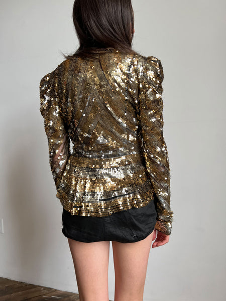 Vintage 1930's Gold Sequined Jacket, Hollywood Glam, 30's