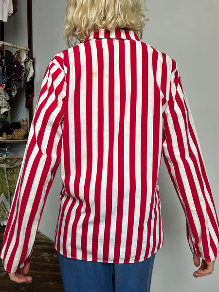 Vintage 1940's Red and White Striped Cotton Jacket