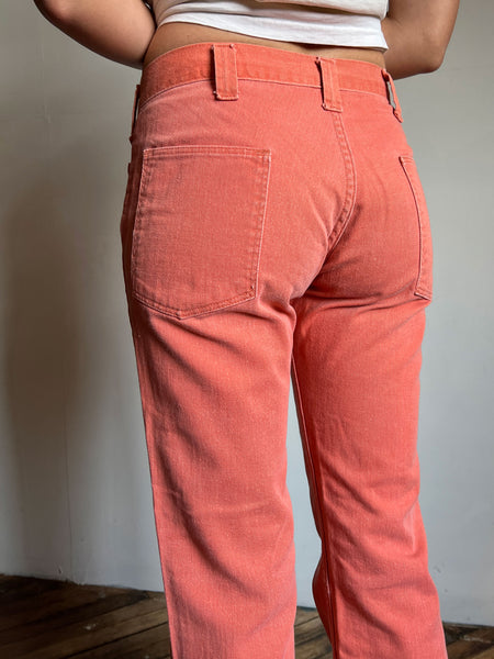 Vintage 1970's Peachy Pink Low Rise Pants