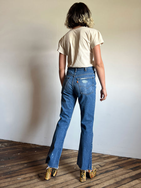 Vintage 1970's Orange Tab Paint Splattered Levis
