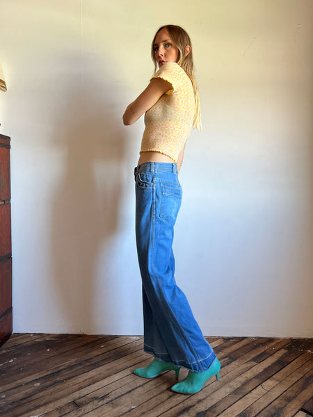 Vintage 1970's Blue Jeans Wide Leg