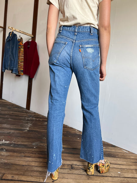 Vintage 1970's Orange Tab Paint Splattered Levis