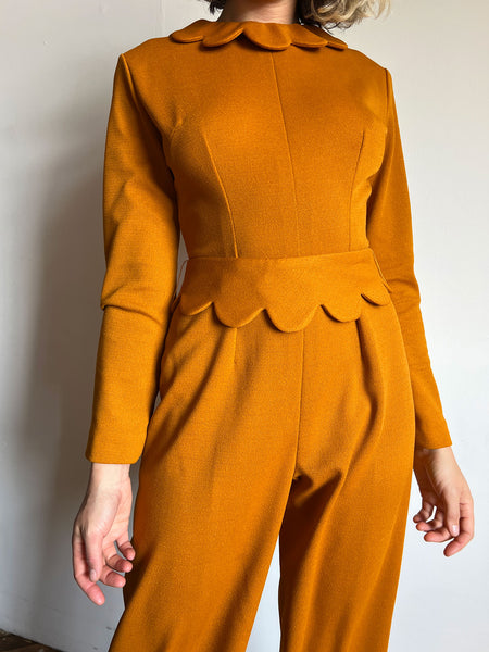 Vintage 1960's Scalloped Goldenrod Jumpsuit