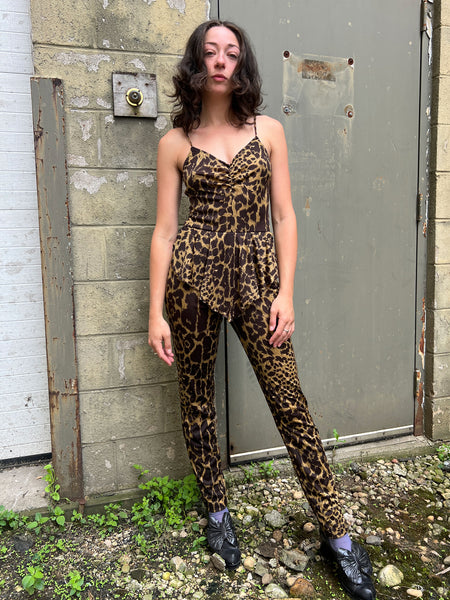 Vintage 1970's Frederick's of Hollywood Leopard Print Jumpsuit