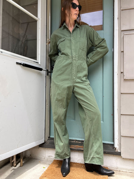 Vintage 1940's Powr House Green Workwear Jumpsuit, Coveralls