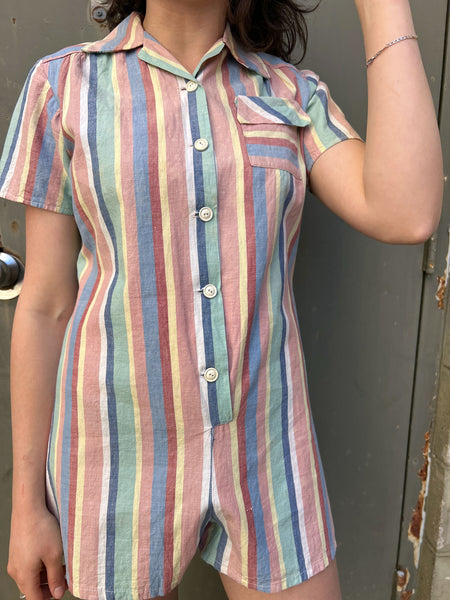 Vintage 1940's Summery Striped Romper