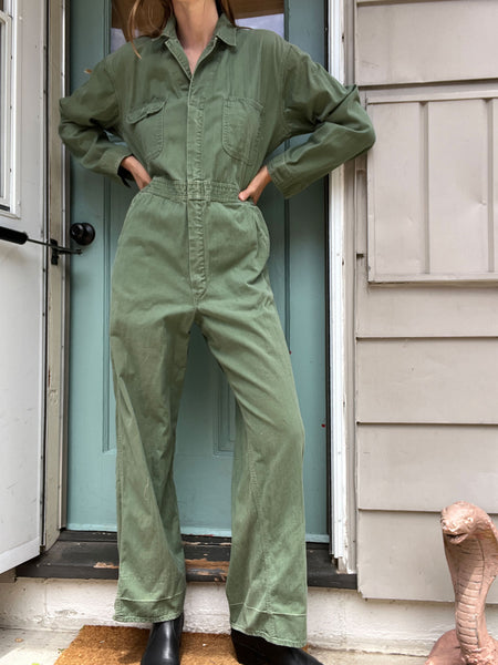 Vintage 1940's Powr House Green Workwear Jumpsuit, Coveralls
