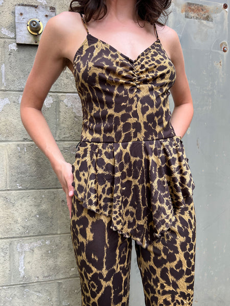 Vintage 1970's Frederick's of Hollywood Leopard Print Jumpsuit