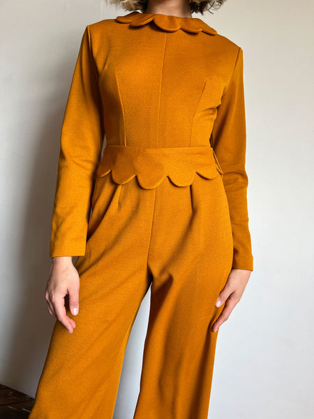 Vintage 1960's Scalloped Goldenrod Jumpsuit