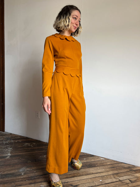 Vintage 1960's Scalloped Goldenrod Jumpsuit