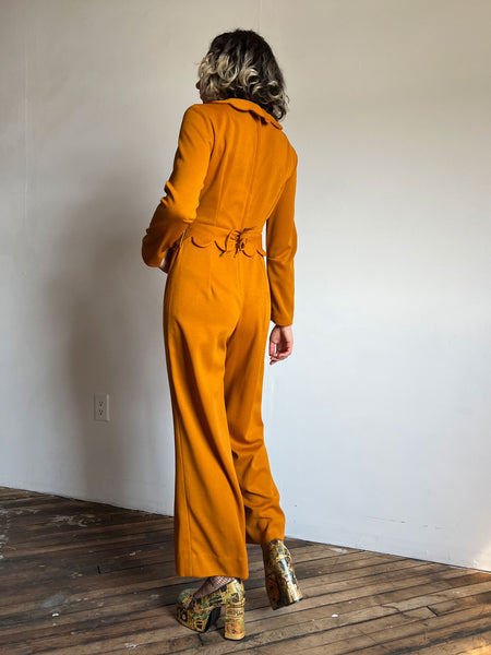 Vintage 1960's Scalloped Goldenrod Jumpsuit
