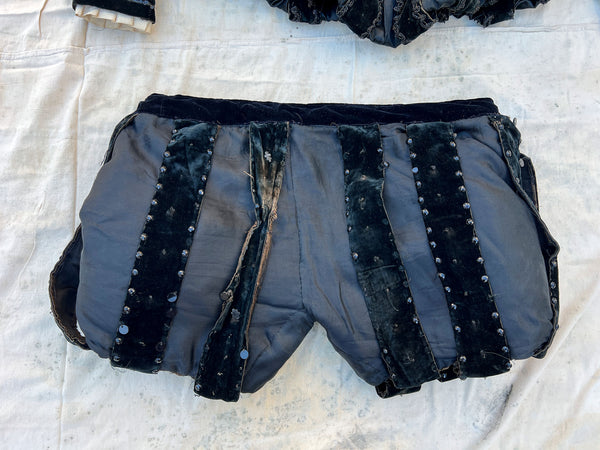 Antique 1890's Theatre Costume with Studded Glass Beadwork and Padded Shoulders and Shorts