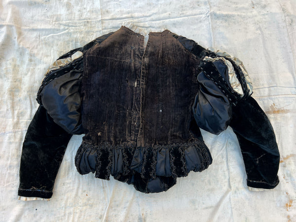 Antique 1890's Theatre Costume with Studded Glass Beadwork and Padded Shoulders and Shorts