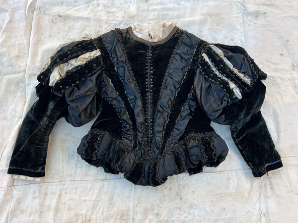 Antique 1890's Theatre Costume with Studded Glass Beadwork and Padded Shoulders and Shorts