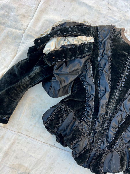 Antique 1890's Theatre Costume with Studded Glass Beadwork and Padded Shoulders and Shorts