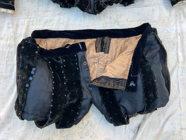 Antique 1890's Theatre Costume with Studded Glass Beadwork and Padded Shoulders and Shorts