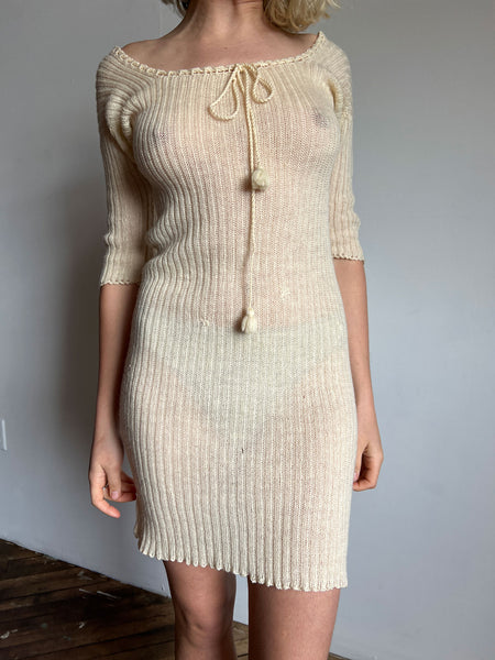 Antique 1890's Cream Knit Dress or Shirt, Women's Knitwear
