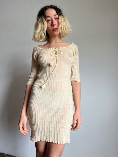 Antique 1890's Cream Knit Dress or Shirt, Women's Knitwear
