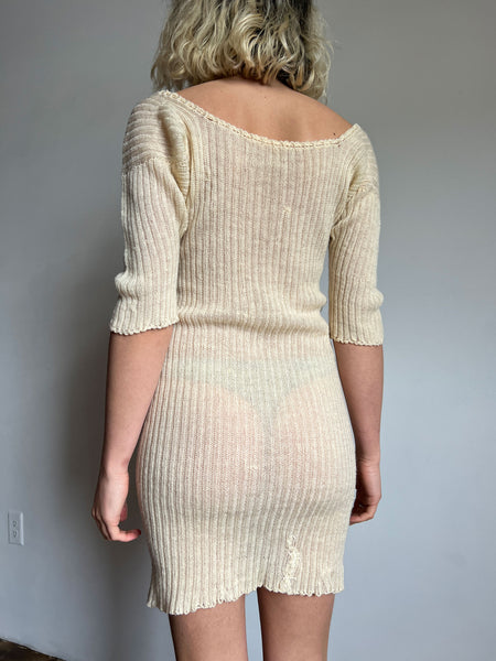 Antique 1890's Cream Knit Dress or Shirt, Women's Knitwear