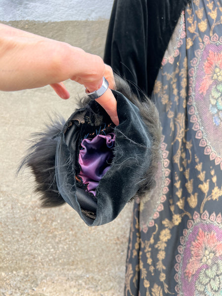 Antique Edwardian Era Fur and Lamé Velvet Coat