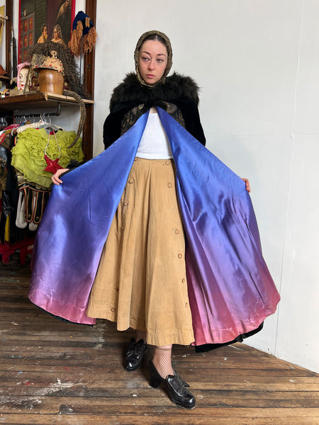 Antique Edwardian Era Fur and Lamé Velvet Coat