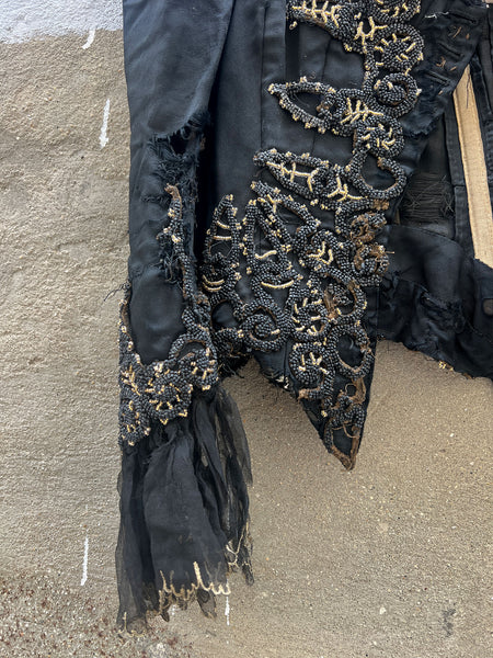 Antique 1890's Black and Gold Beaded Bodice