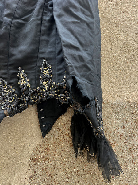 Antique 1890's Black and Gold Beaded Bodice