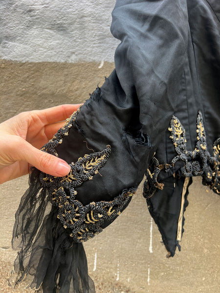 Antique 1890's Black and Gold Beaded Bodice
